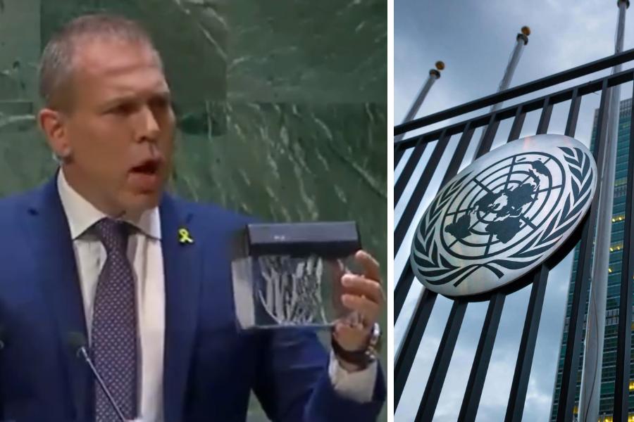 Israeli ambassador shreds UN charter ahead of Palestine vote ( VIDEO)